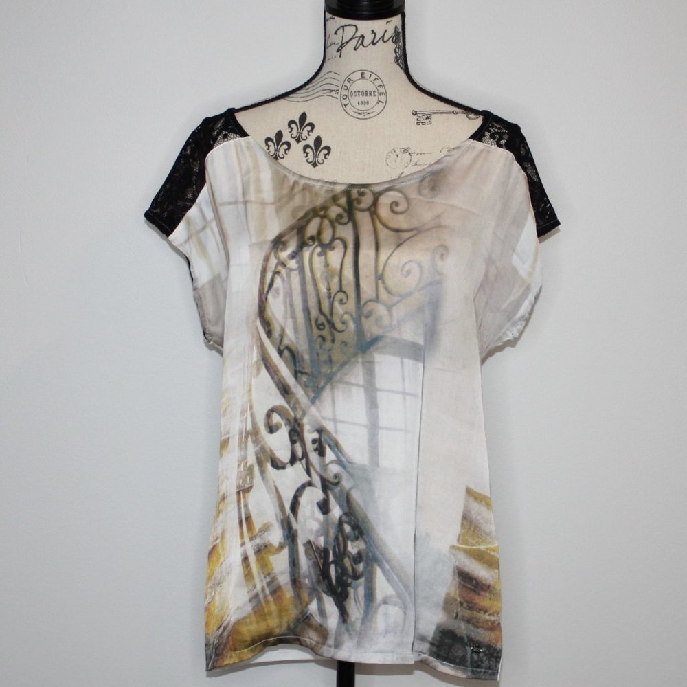 Point Zero Nicole Benisti Women's Graphic Front Top Shirt size XL